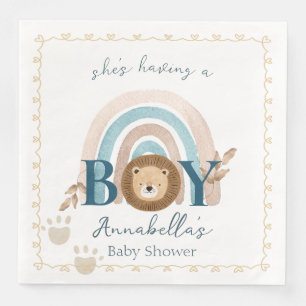 Schattige Boho Baby Jongen Leeuwenwelp Pootafdrukk Servet