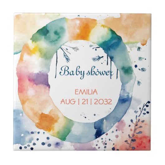 Schattige BOHO Baby shower Custom Tegeltje (Voorkant)
