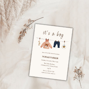 Schattige Boho Boy Winterkleding Baby shower Kaart