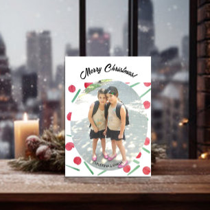 Schattige Boho Candy Cane One Foto Kaart