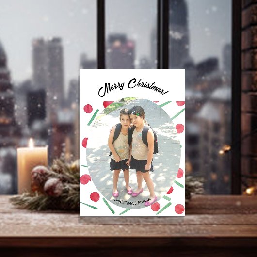 Schattige Boho Candy Cane One Foto Kaart