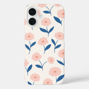 Schattige Boho chique roze bloemenpatroon iPhone 16 Hoesje