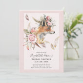 Schattige BOHO Fox Vrijgezellenfeest Lunch Uitnodi Kaart (Staand voorkant)