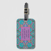 Schattige Boho gepersonaliseerd blauw hart bloemmo Bagagelabel (Voorkant (verticaal))