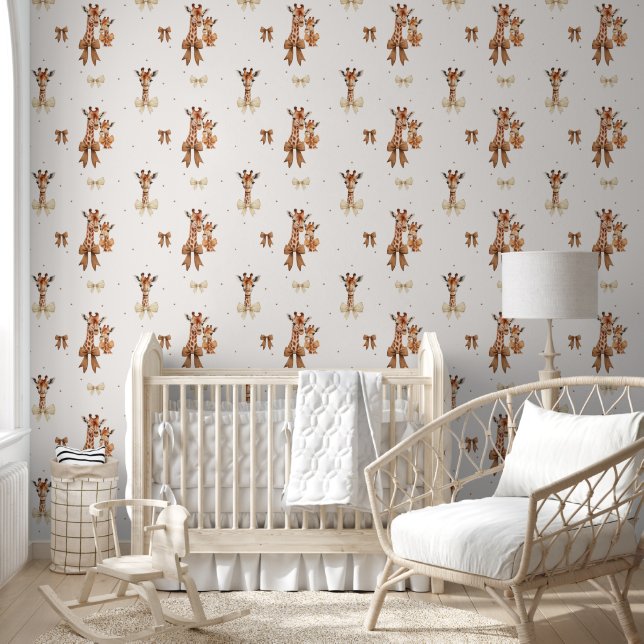 Schattige Boho Giraffe Pattern Baby Meisje Kwekeri Behang (Kinderen)