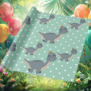 Schattige Boho Green Dinosaur Party Cadeaupapier