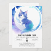 Schattige Boho Kat Verjaardag Kaart (Voorkant / Achterkant)