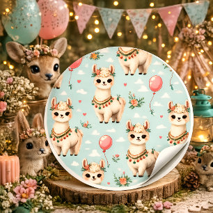 Schattige Boho Lama Vierkante Sticker