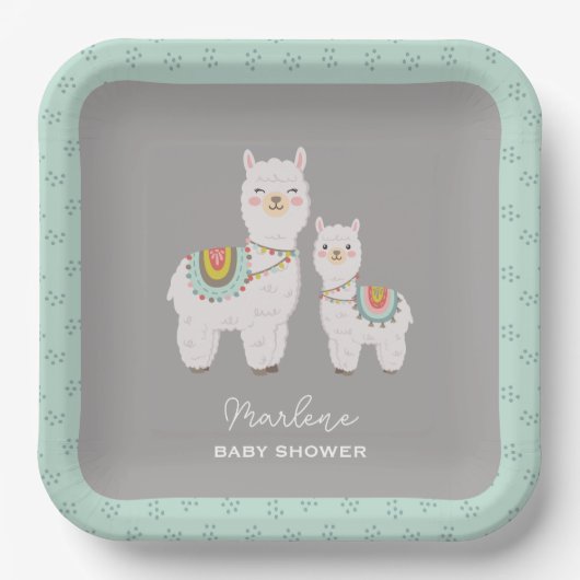 Schattige Boho Llama baby shower Papieren Bordje (Voorkant)