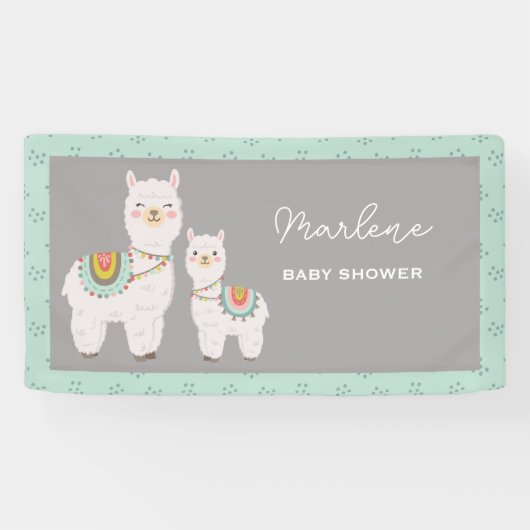 Schattige Boho Llama baby shower Spandoek (Horizontaal)