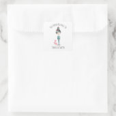 Schattige boho meisje met vogel bookplate vierkante sticker (Tas)