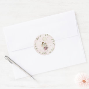 Schattige Boho Olifant Botanische Baby Shower Ronde Sticker