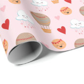 Schattige Boho Pattern op Roze Cadeaupapier (Rol Hoek)