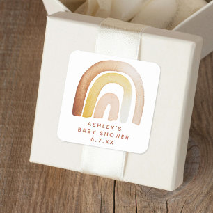 Schattige Boho Rainbow Genderneutraal Baby shower Vierkante Sticker