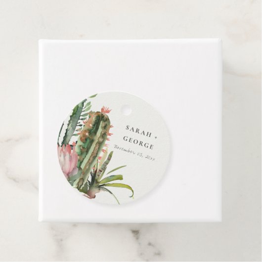 SCHATTIGE BOHO ROZE BLOEMEN WOESTIJN CACTUS LOOF H BEDANKJES LABELS (In situ)