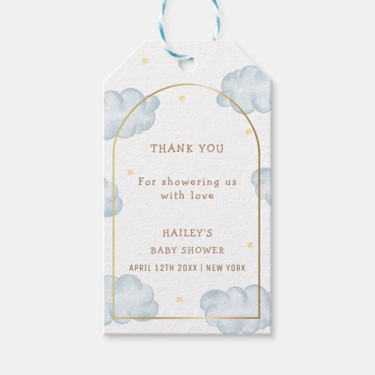Schattige Boho Star Cloud Arch Boy Baby shower Cadeaulabel (Voorkant)