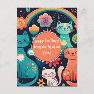 Schattige Boho Stijl Kat Verjaardag Briefkaart