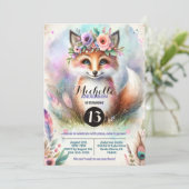 Schattige Boho Waterverf Woodland Fox Verjaardagsf Kaart (Staand voorkant)
