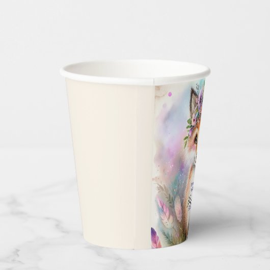 Schattige Boho Waterverf Woodland Fox Verjaardagsf Papieren Bekers (Rechts)