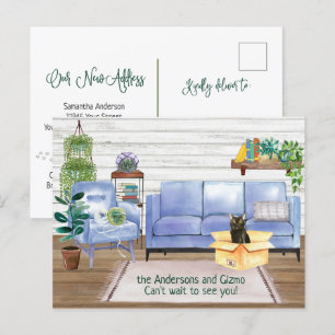 Schattige Bombay Gezellig Nieuw Home Adres Aankondigingskaart