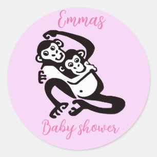 Schattige BONOBO - Dier - Baby shower - Personalis Ronde Sticker
