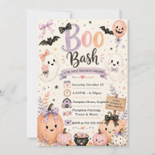 Schattige Boo Bash Halloween-feest Kaart