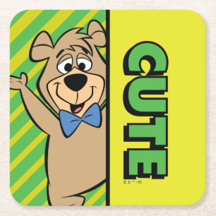 Schattige Boo-Boo-Beer Vierkante Kartonnen Onderzetter