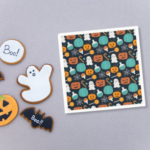 Schattige Boo Ghost Pumpkin Snoep Halloween Patter Servet