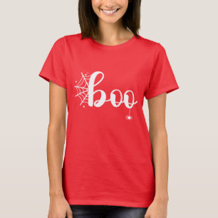 Schattige "Boo" Halloween-script met Spider en Web T-shirt
