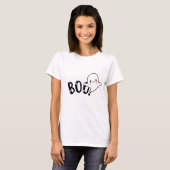 Schattige Boo zwart en wit Funny Halloween Ghost T-shirt (Voorkant volledig)