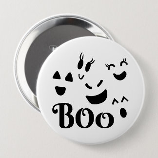 Schattige BOO Zwarte en Witte Halloween Geest Ronde Button 4,0 Cm