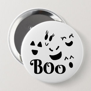 Schattige BOO Zwarte en Witte Halloween Geest Ronde Button 4,0 Cm