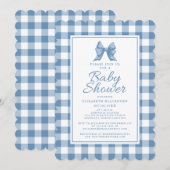 Schattige boog pastel blauw & wit gingham check pa kaart (Voorkant / Achterkant)