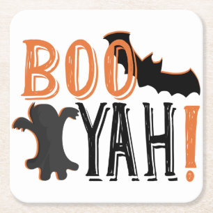 schattige booyah halloween vierkante kartonnen onderzetter