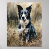 Schattige Border Collie Dog Art Print Poster (Voorkant)