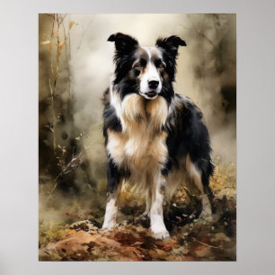 Schattige Border Collie Dog Art Print Poster