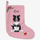 Schattige Border Collie Dog Monogram Kleine Kerstsok (Voorkant)