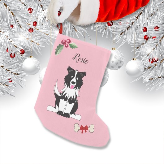 Schattige Border Collie Dog Monogram Kleine Kerstsok