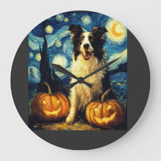 Schattige Border Collie Hond Halloween Jack O Lant Grote Klok