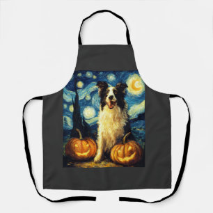 Schattige Border Collie Hond Halloween Jack O Lant Schort