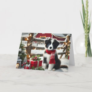 Schattige Border Collie Kerstmis Feestdagen Kaart