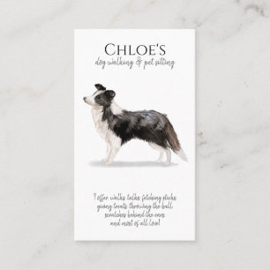Schattige Border Collie Pet Sitter Dog Walker Visitekaartje