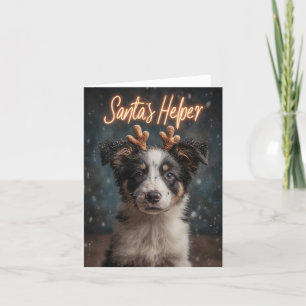 Schattige Border Collie Puppy als Hulpsinterklaas Feestdagen Kaart