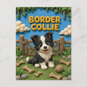 Schattige Border Collie Puppy, Baby Hond Briefkaart