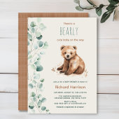 Schattige bos laat beer baby shower uitnodigen kaart