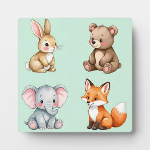 Schattige Bosbaby Dieren Pastel Waterverf Fotoplaat