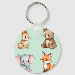Schattige bosbaby dieren pastel waterverf sleutelhanger