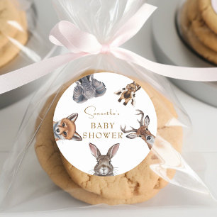 Schattige bosdieren baby shower gunsten ronde sticker