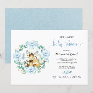 Schattige bosdieren bloemige groene baby shower kaart