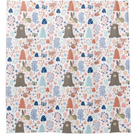 Schattige bosdieren douchegordijn (Voorkant)